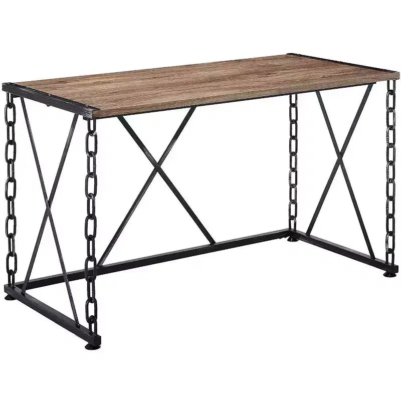 HomeRoots Bureau d'ordinateur 48 po marron et noir