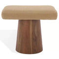 Bennato Wood Base Stool - SFV5797 - Tan/Brown - Safavieh Couture