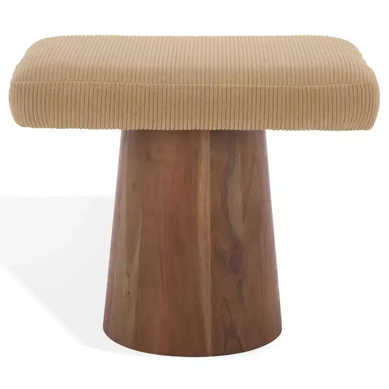 Bennato Wood Base Stool - SFV5797 - Tan/Brown - Safavieh Couture
