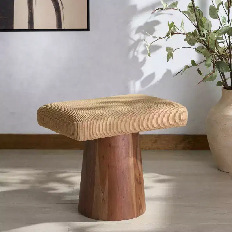 Tabouret Bennato avec piètement en bois - SFV5797 - Tan/Marron - Safavieh Couture