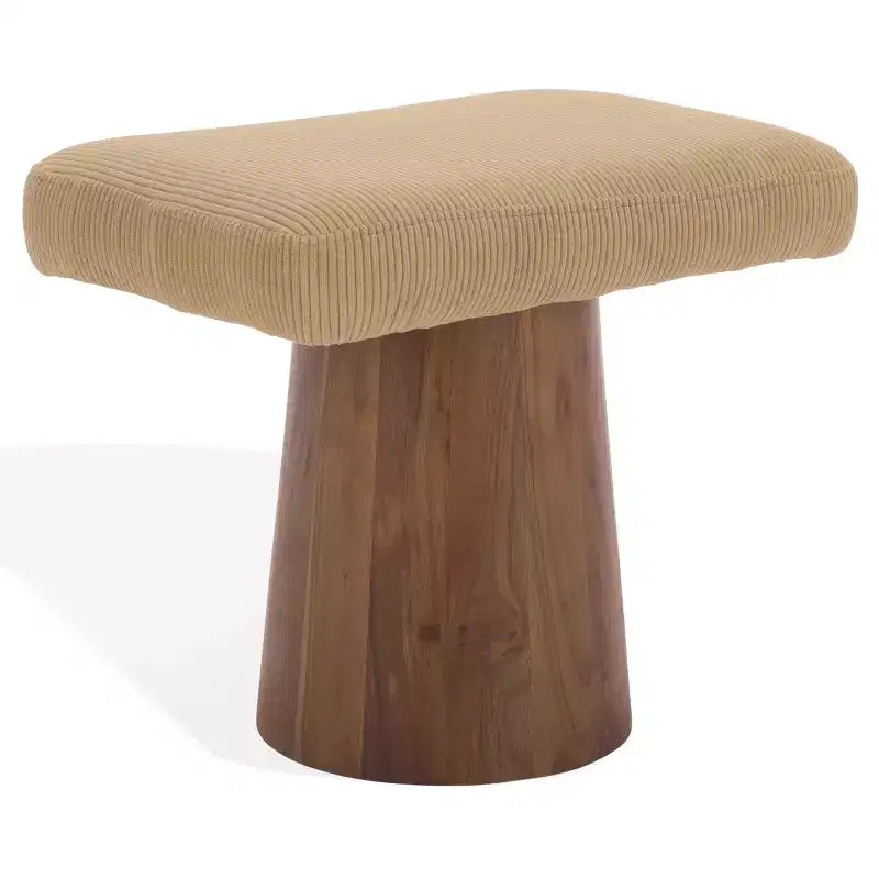Tabouret Bennato avec piètement en bois - SFV5797 - Tan/Marron - Safavieh Couture