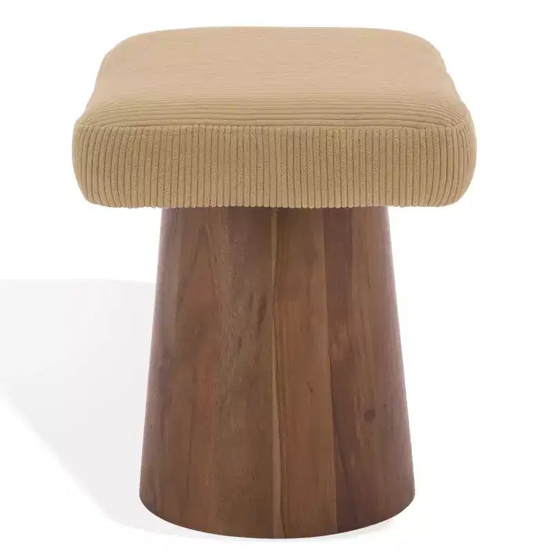 Tabouret Bennato avec piètement en bois - SFV5797 - Tan/Marron - Safavieh Couture