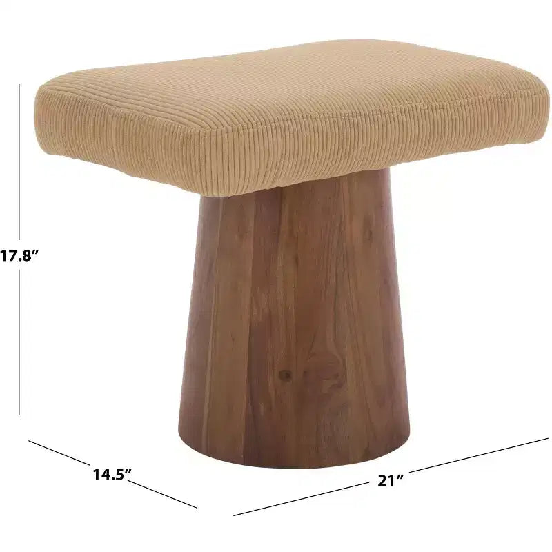 Tabouret Bennato avec piètement en bois - SFV5797 - Tan/Marron - Safavieh Couture