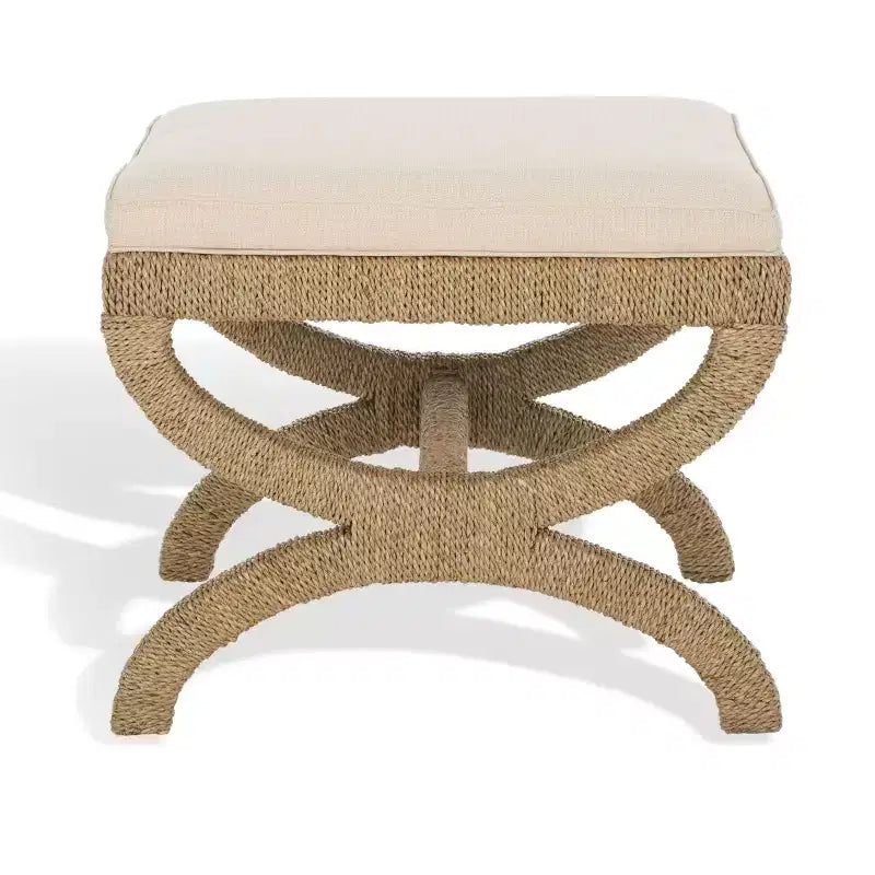Aikan Woven Sea Grass Ottoman - CWK2007 - Natural/Beige - Safavieh Couture