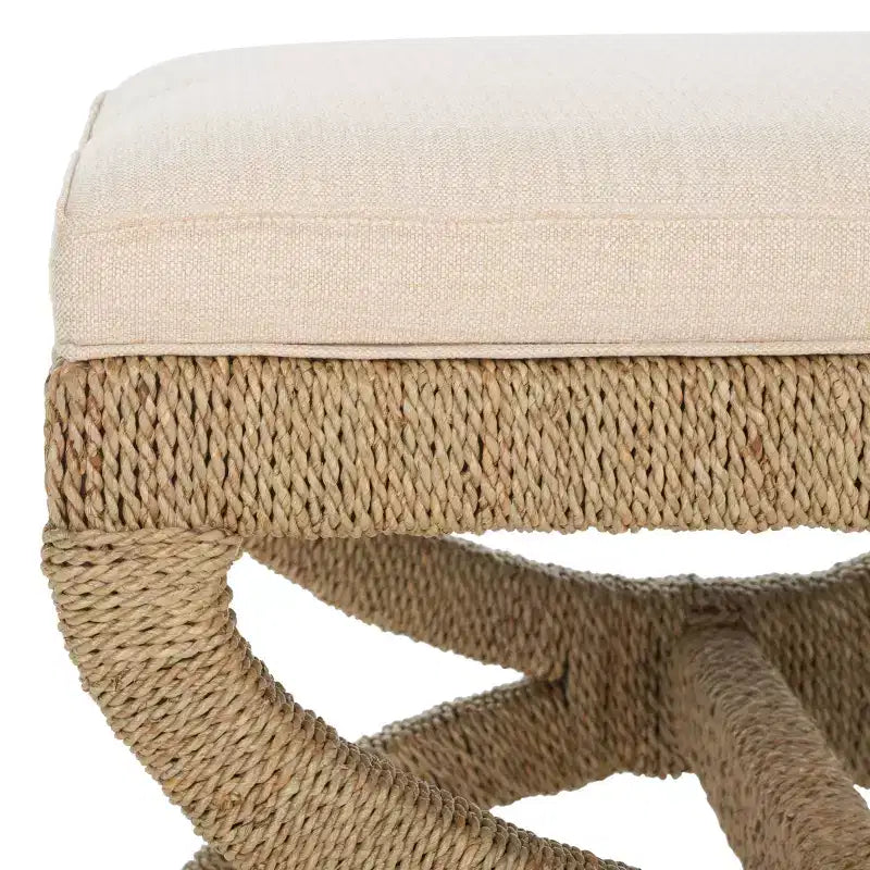 Pouf Aikan en jonc de mer tressé - CWK2007 - Naturel/Beige - Safavieh Couture