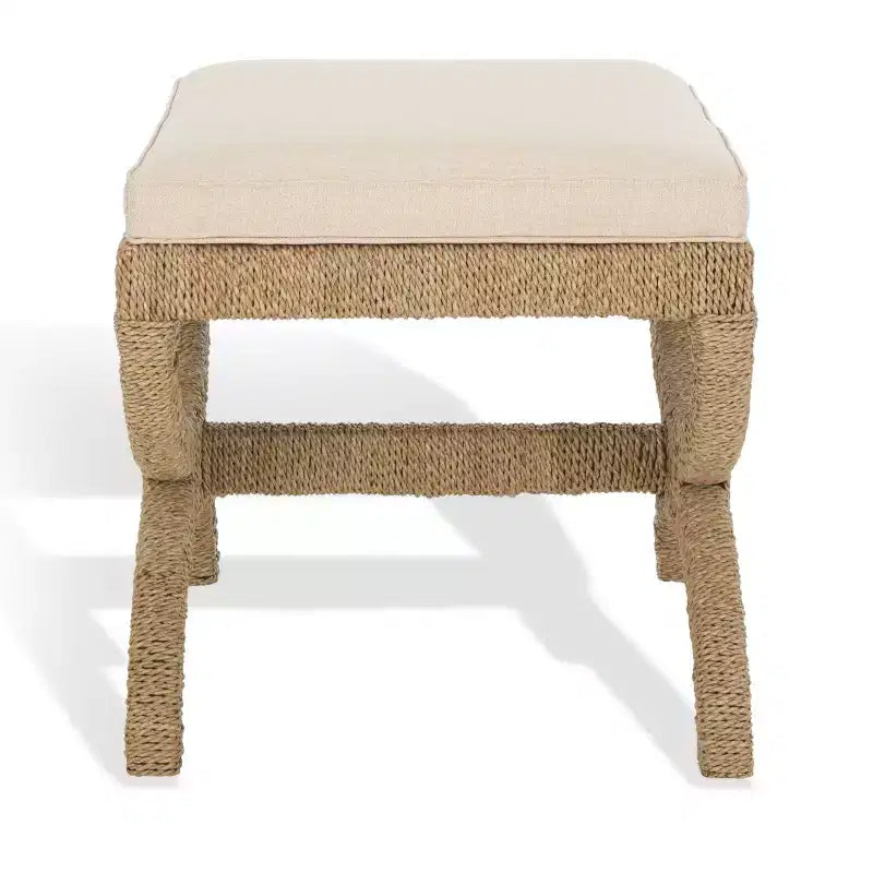 Pouf Aikan en jonc de mer tressé - CWK2007 - Naturel/Beige - Safavieh Couture