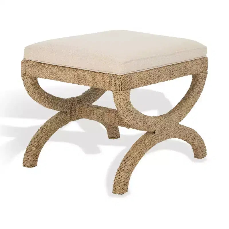 Pouf Aikan en jonc de mer tressé - CWK2007 - Naturel/Beige - Safavieh Couture