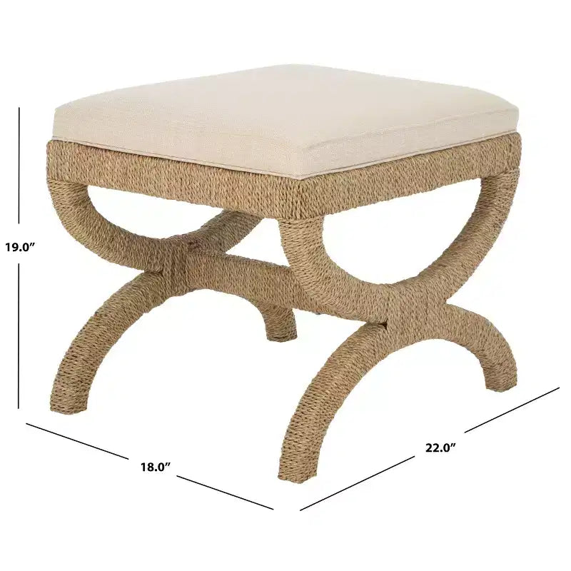 Pouf Aikan en jonc de mer tressé - CWK2007 - Naturel/Beige - Safavieh Couture