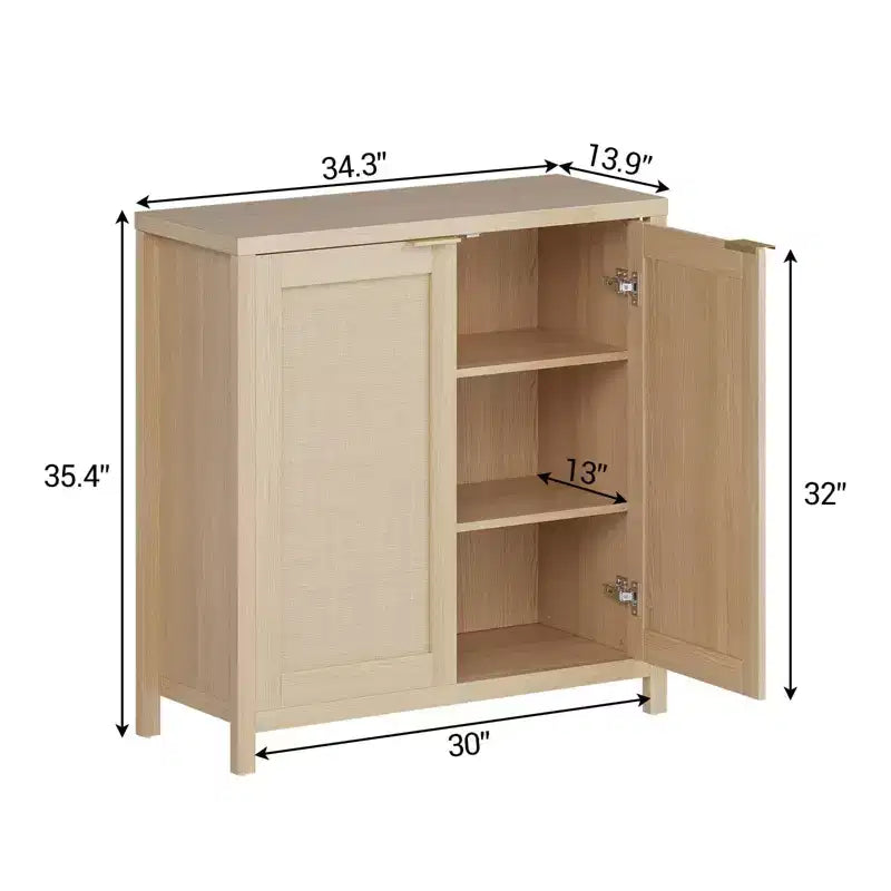 CuisinSmart Lot de 2 meubles de rangement de cuisine, buffet en rotin, placard de ferme, console, buffets avec étagère réglable, chêne