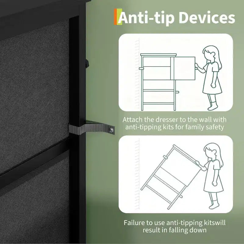 Meuble TV DobleePy 63 avec commode à 9 tiroirs, meuble TV pour téléviseurs de 55 à 70 pouces, meuble de rangement en tissu pour salon et chambre, cadre en métal