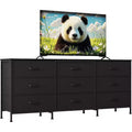 DobleePy 63 Entertainment Center with 9-Drawer Dresser, TV Stand for 55-70 Inch TVs, Fabric Storage Cabinet for Living Room Bedroom, Metal Frame