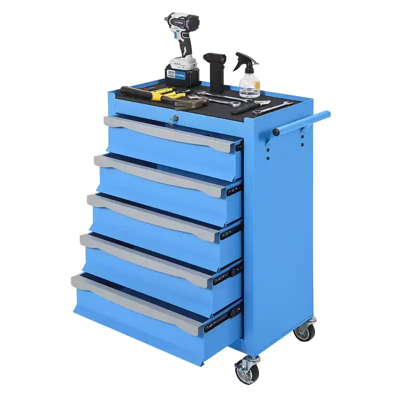 Servante d'atelier 7 tiroirs grande capacité Meuble de rangement robuste avec serrure à clé, tapis de tiroir, boucle de liaison et roulettes lisses