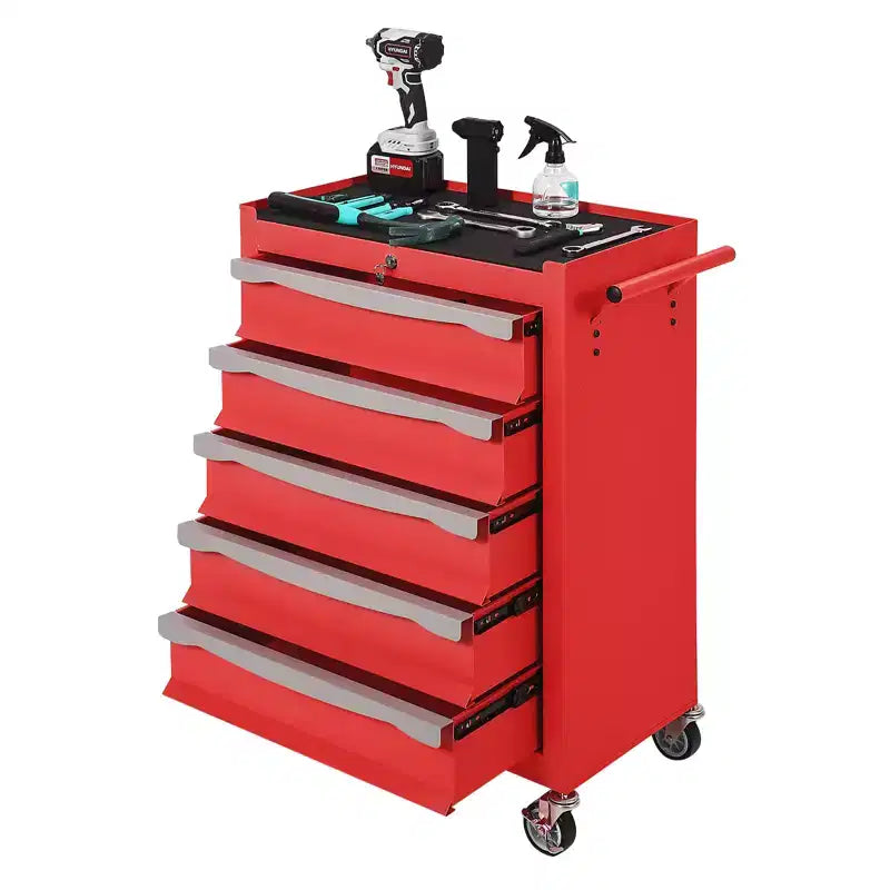 Servante d'atelier 7 tiroirs grande capacité Meuble de rangement robuste avec serrure à clé, tapis de tiroir, boucle de liaison et roulettes lisses