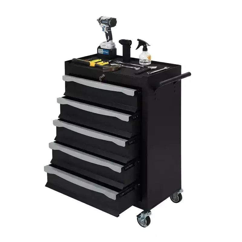 Servante d'atelier 7 tiroirs grande capacité Meuble de rangement robuste avec serrure à clé, tapis de tiroir, boucle de liaison et roulettes lisses
