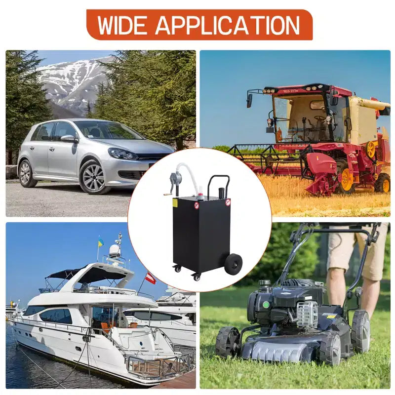 Chariot-citerne portable de 30 gallons, chariot de réservoir de carburant avec pompe et tuyau de 8 pieds, pneus increvables, pour diesel et kérosène