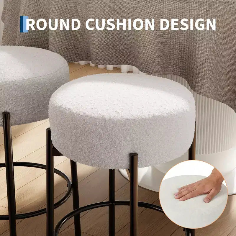 Tabourets de bar hauteur comptoir, lot de 2, tabourets de bar rembourrés en laine de 61 cm avec repose-pieds, tabourets modernes sans dossier pour îlot de cuisine, bar à domicile