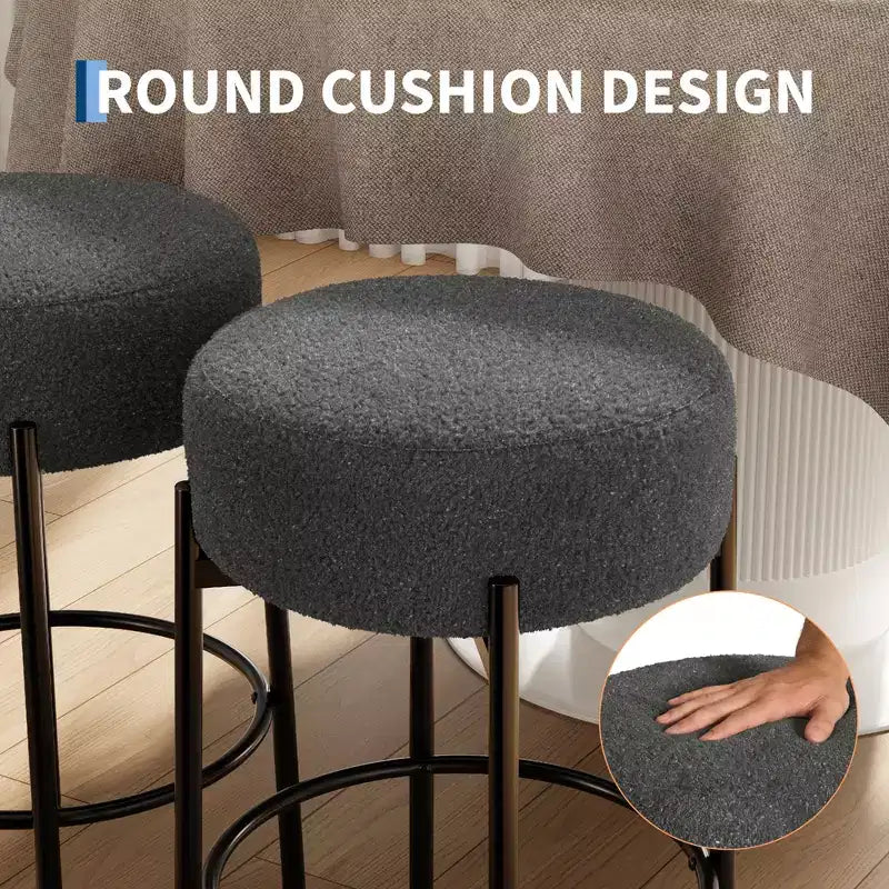 Tabourets de bar hauteur comptoir, lot de 2, tabourets de bar rembourrés en laine de 61 cm avec repose-pieds, tabourets modernes sans dossier pour îlot de cuisine, bar à domicile
