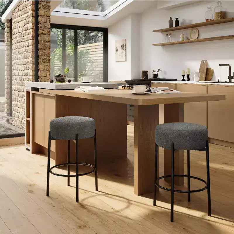 Tabourets de bar hauteur comptoir, lot de 2, tabourets de bar rembourrés en laine de 61 cm avec repose-pieds, tabourets modernes sans dossier pour îlot de cuisine, bar à domicile
