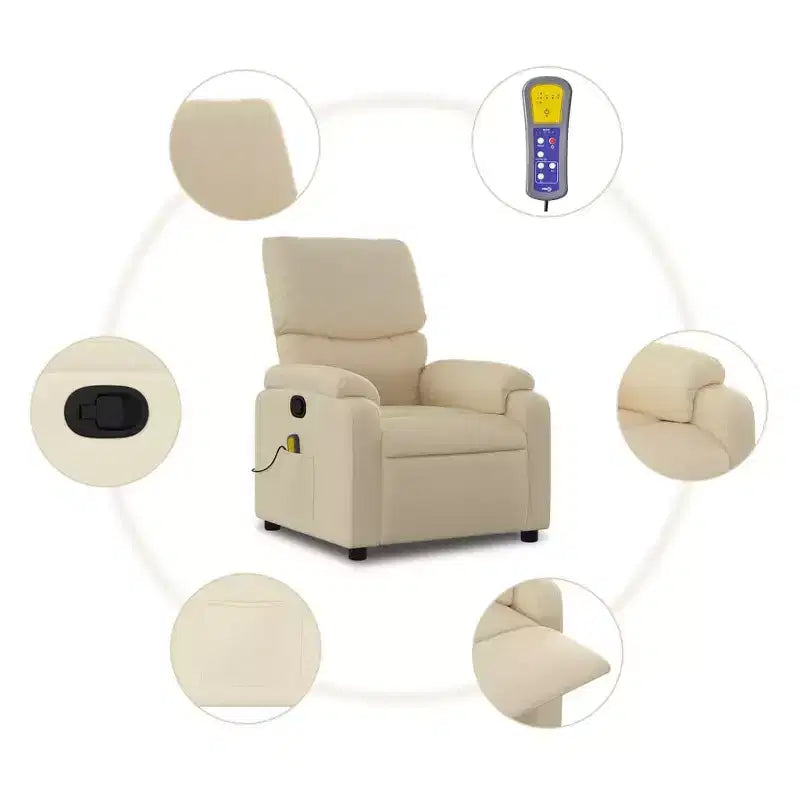 vidaXL Fauteuil de massage inclinable Polyester, Métal, Contreplaqué Simple