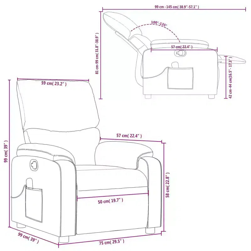 vidaXL Fauteuil de massage inclinable Polyester, Métal, Contreplaqué Simple