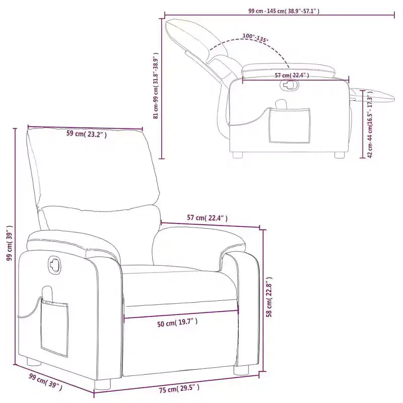 vidaXL Fauteuil de massage inclinable Polyester, Métal, Contreplaqué Simple