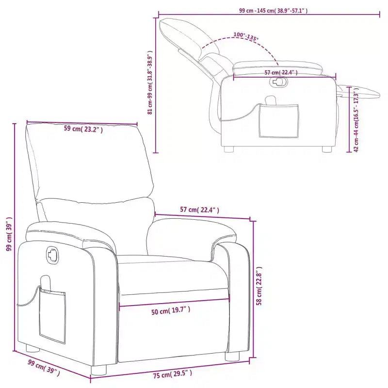 vidaXL Fauteuil de massage inclinable Polyester, Métal, Contreplaqué Simple