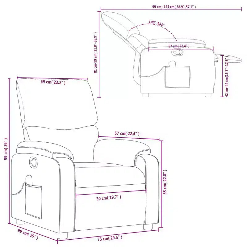 vidaXL Fauteuil de massage inclinable Polyester, Métal, Contreplaqué Simple