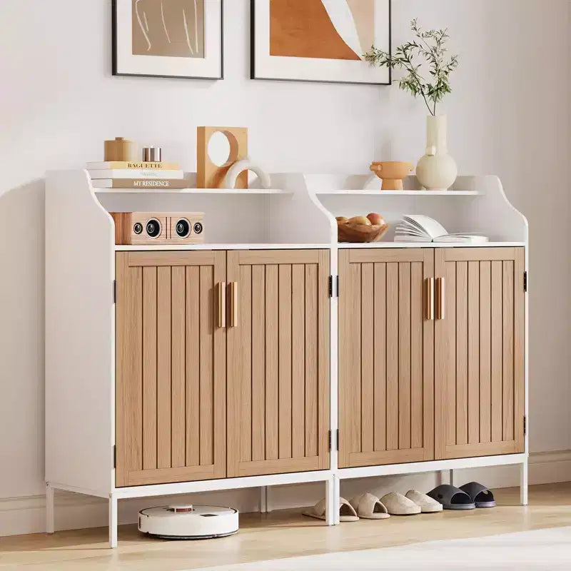 Meuble à chaussures pour entrée, placard à chaussures avec portes et 3 étagères réglables, étagère à chaussures en bois pour placard, pour entrée, couloir, salon