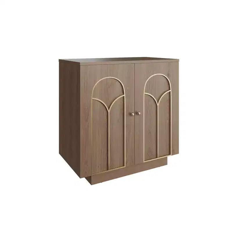 Meuble d'appoint de 30,3 po H avec 1 étagère et garniture dorée, portes cintrées