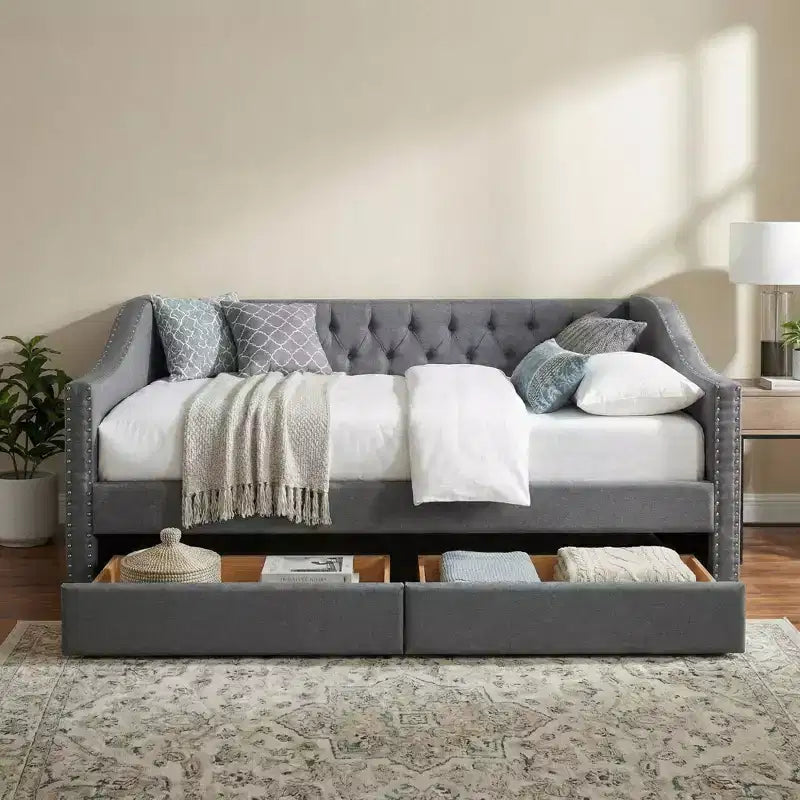 Christopher Knight Home Drake Upholstered Wood Twin XL Size Daybed with Two Drawer