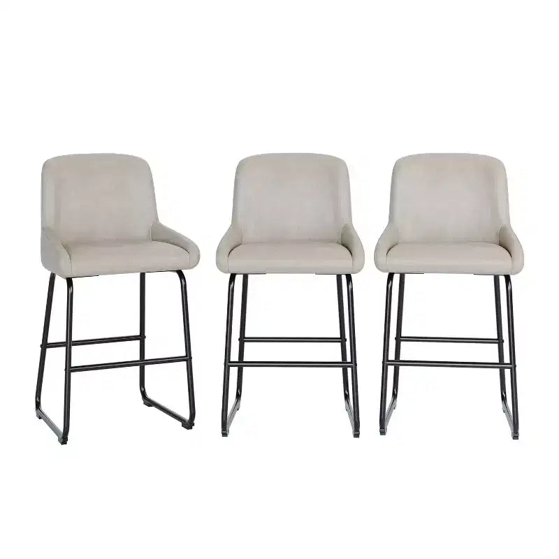 Tabourets de bar modernes en similicuir PU à hauteur de comptoir, lot de 4, chaises rembourrées sans accoudoirs avec dossier et repose-pieds, cadre en métal, pour cuisine ou comptoir