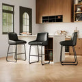 Modern PU Leather Counter Height Bar Stools Set of 4, Armless Upholstered Chairs with Backrest & Footrest, Metal Frame,for Kitchen or Counter Seating