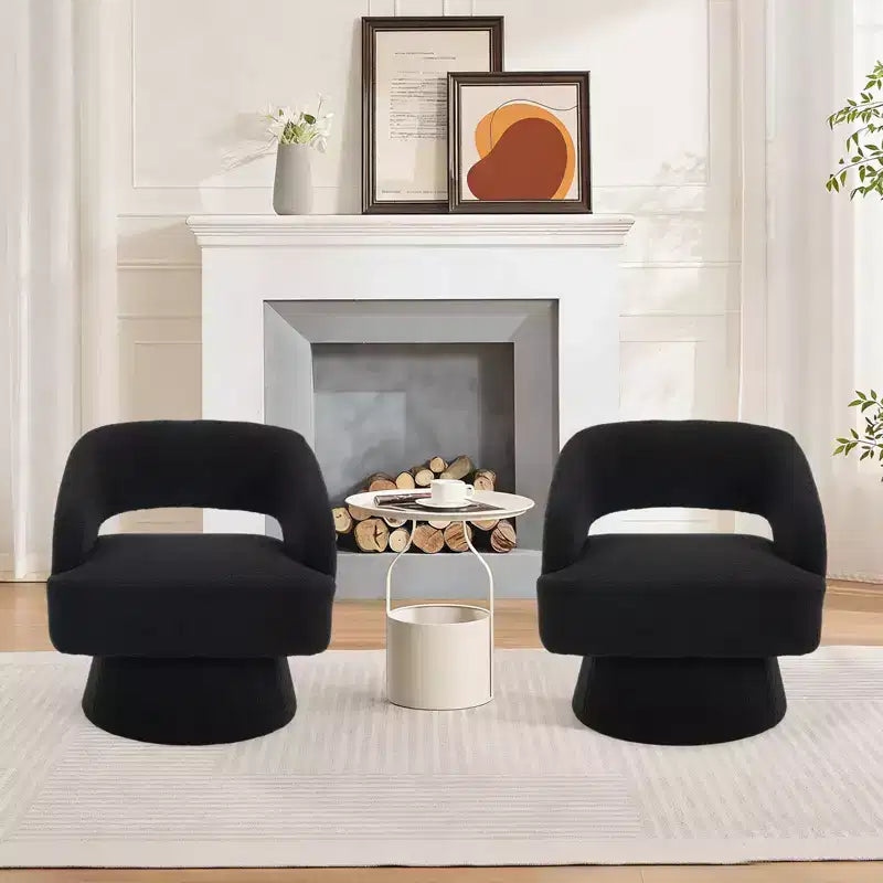 Fauteuil pivotant à 360° en velours, fauteuil d'appoint moderne avec dossier rayé, coussin moelleux pour salon, chambre à coucher