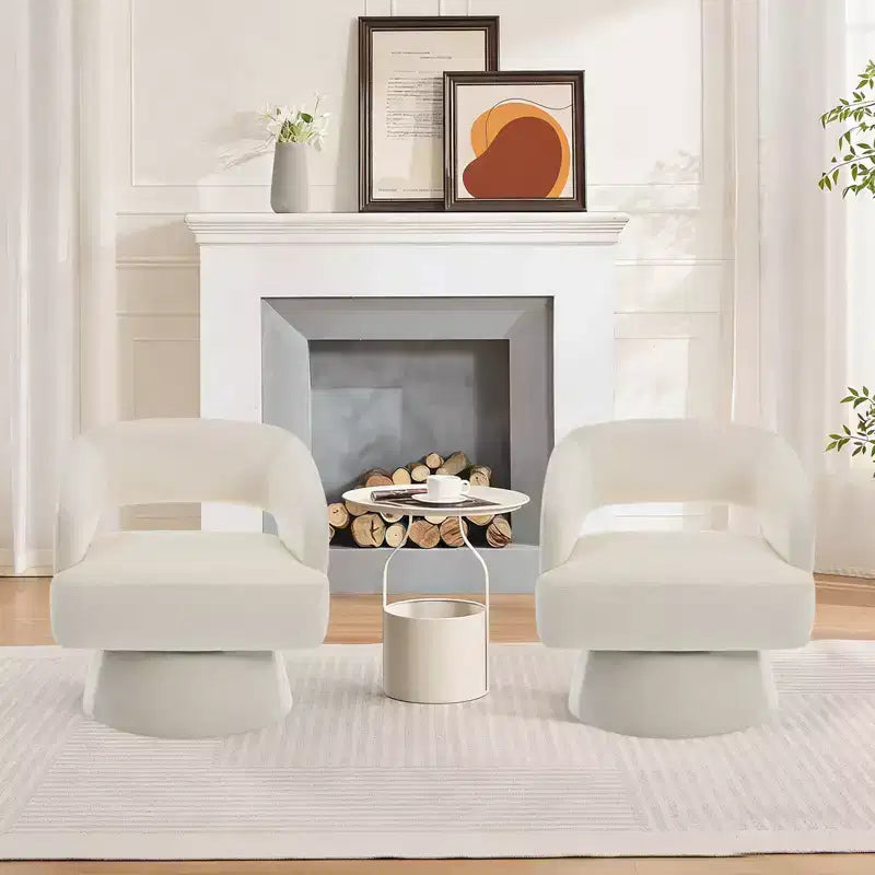 Fauteuil pivotant à 360° en velours, fauteuil d'appoint moderne avec dossier rayé, coussin moelleux pour salon, chambre à coucher