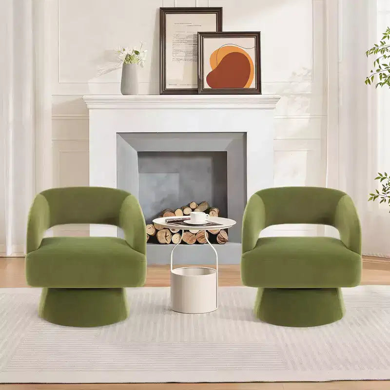 Fauteuil pivotant à 360° en velours, fauteuil d'appoint moderne avec dossier rayé, coussin moelleux pour salon, chambre à coucher