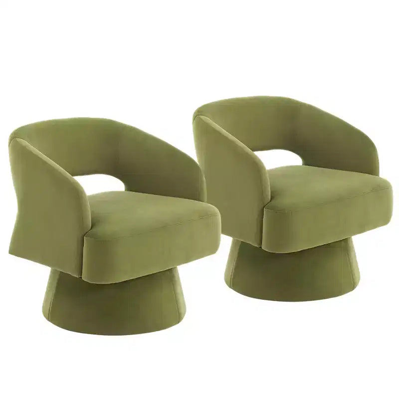 Fauteuil pivotant à 360° en velours, fauteuil d'appoint moderne avec dossier rayé, coussin moelleux pour salon, chambre à coucher