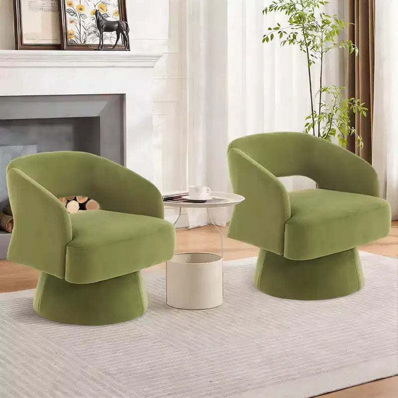 Fauteuil pivotant à 360° en velours, fauteuil d'appoint moderne avec dossier rayé, coussin moelleux pour salon, chambre à coucher