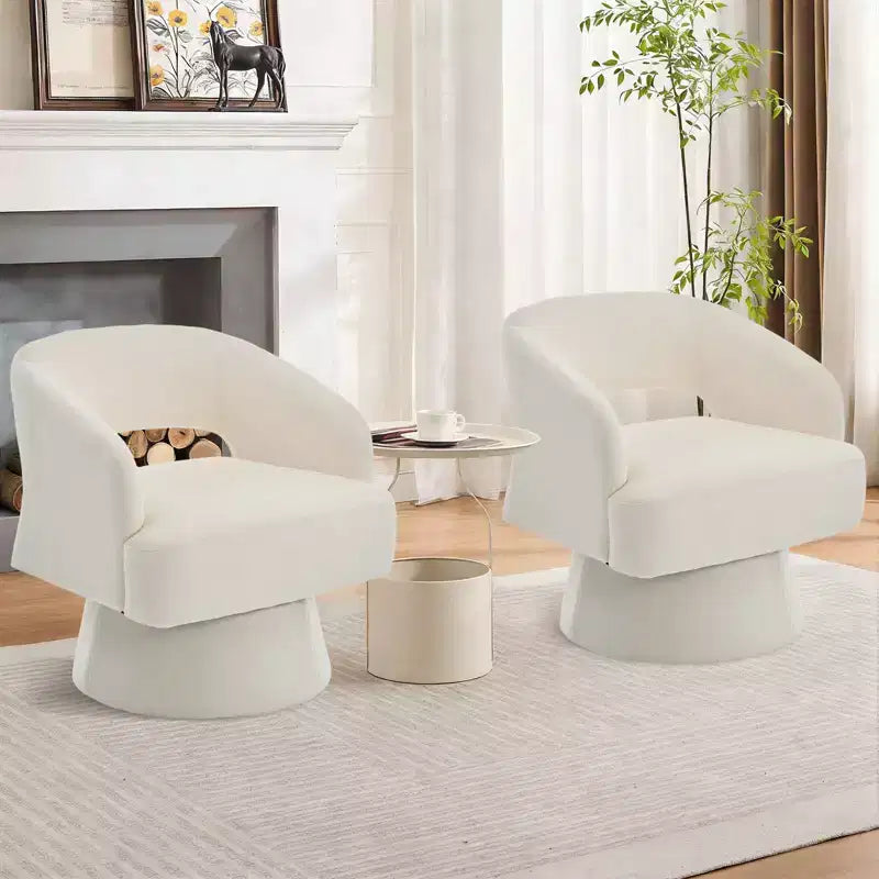 Fauteuil pivotant à 360° en velours, fauteuil d'appoint moderne avec dossier rayé, coussin moelleux pour salon, chambre à coucher
