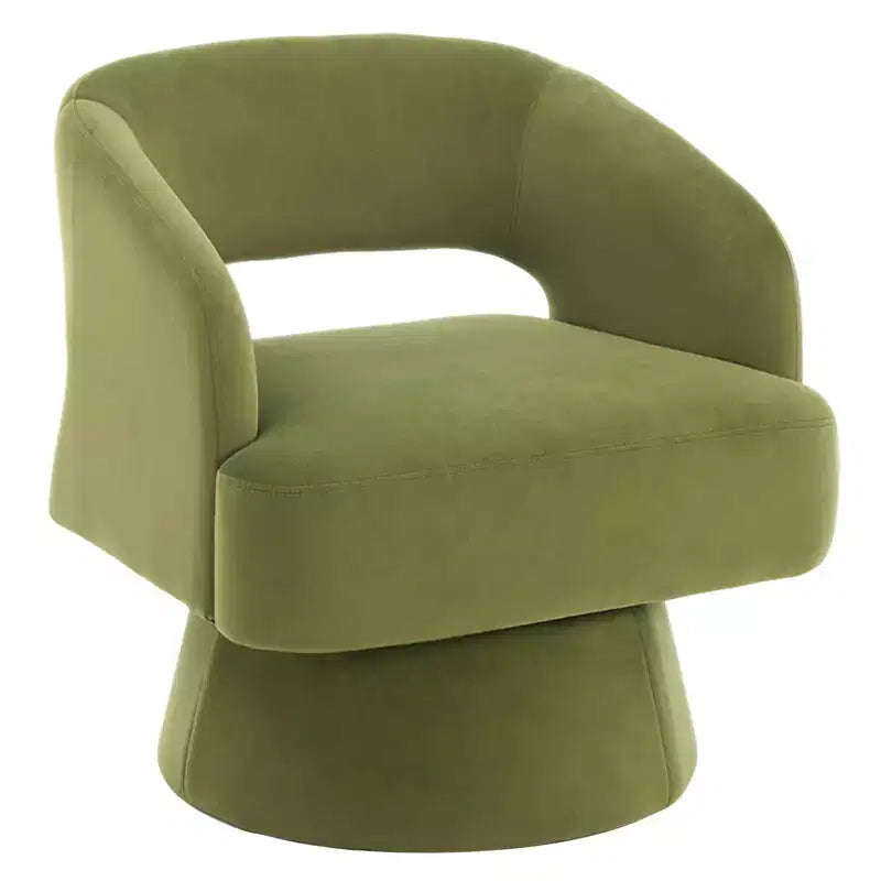 Fauteuil pivotant à 360° en velours, fauteuil d'appoint moderne avec dossier rayé, coussin moelleux pour salon, chambre à coucher