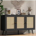 Rattan Cabinet, Buffet Cabinet with 3 Doors and Adjustable Shelves, Sideboard Buffet for Hallway, Entryway, Living Room, or Kitchen
