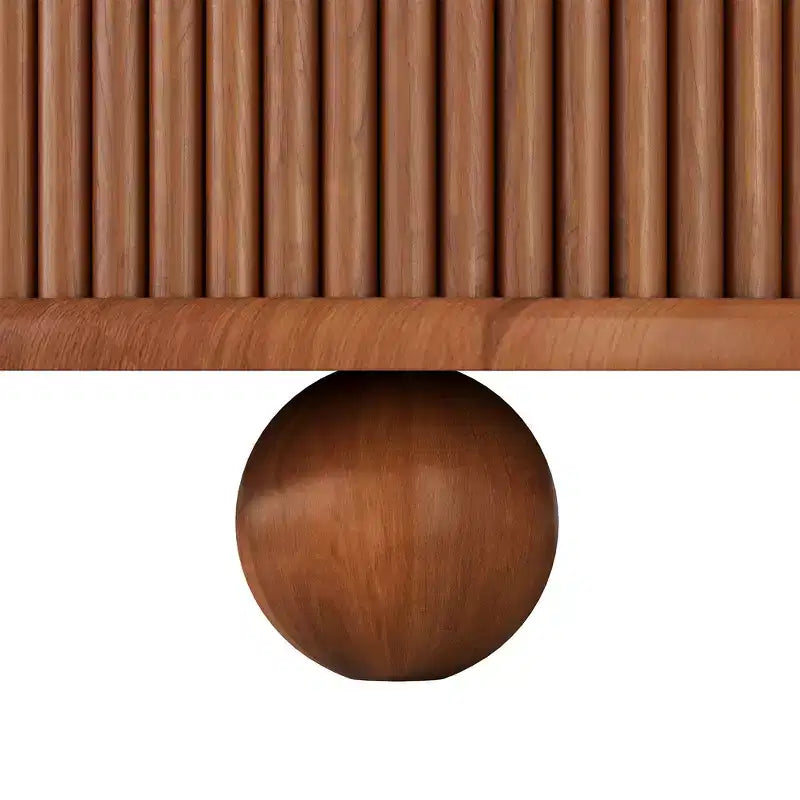 Table basse ronde Whisen 31,8 po avec rangement à porte coulissante dissimulée et base cannelée pour salon