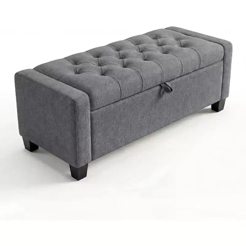 Pouf de rangement, banc de rangement capitonné pour chambre à coucher, banc de bout de lit en tissu 50,8 cm, banc à chaussures rembourré pour entrée