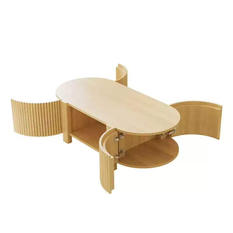 Table d'appoint ou de chevet pivotante Whisen 360 en loupe avec 2 tiroirs cachés, Table d'appoint pivotante moderne