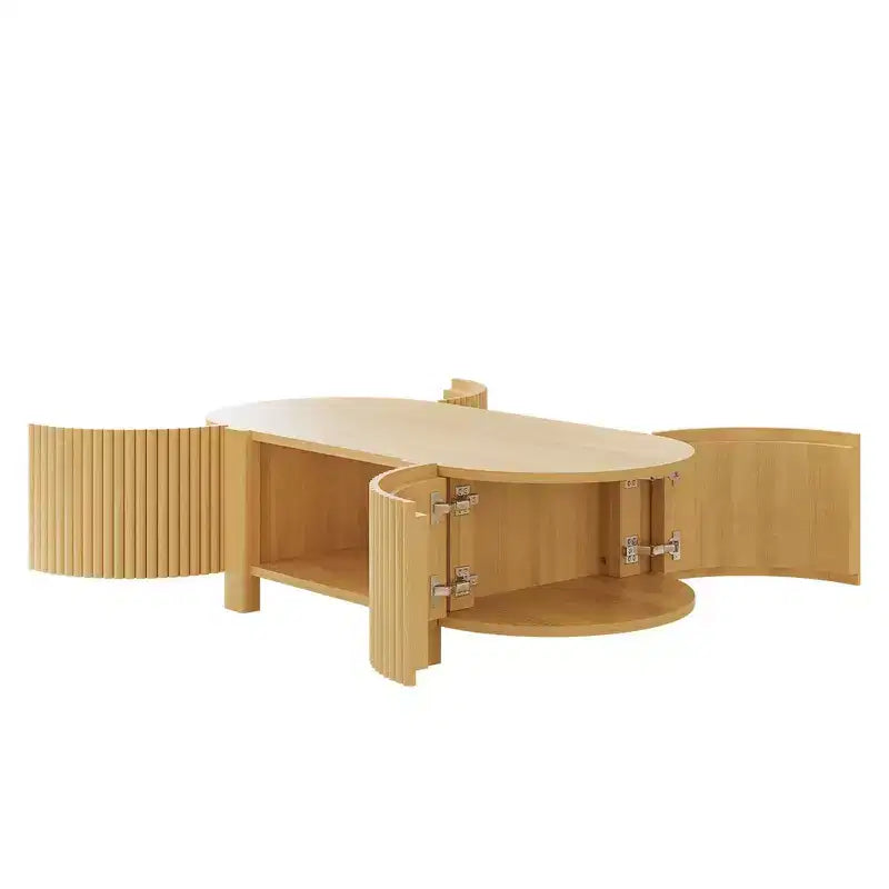 Table d'appoint ou de chevet pivotante Whisen 360 en loupe avec 2 tiroirs cachés, Table d'appoint pivotante moderne
