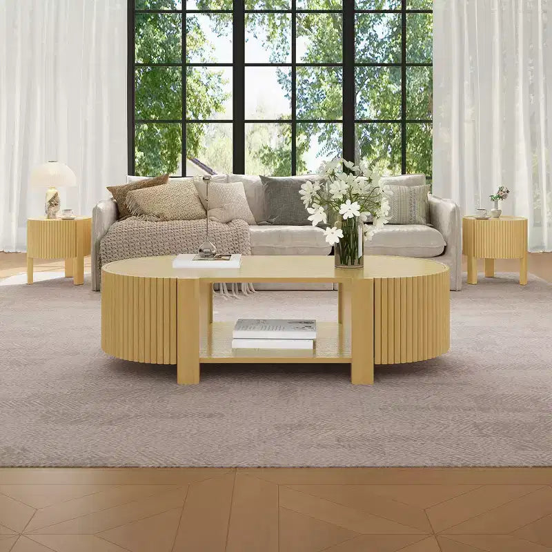 Table d'appoint ou de chevet pivotante Whisen 360 en loupe avec 2 tiroirs cachés, Table d'appoint pivotante moderne