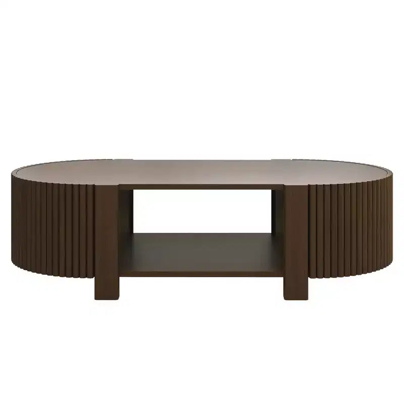 Table d'appoint ou de chevet pivotante Whisen 360 en loupe avec 2 tiroirs cachés, Table d'appoint pivotante moderne