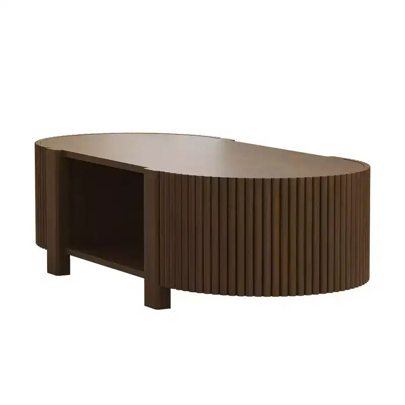Table d'appoint ou de chevet pivotante Whisen 360 en loupe avec 2 tiroirs cachés, Table d'appoint pivotante moderne