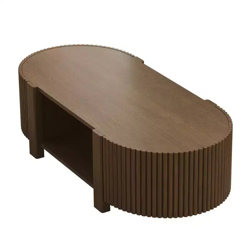 Table d'appoint ou de chevet pivotante Whisen 360 en loupe avec 2 tiroirs cachés, Table d'appoint pivotante moderne