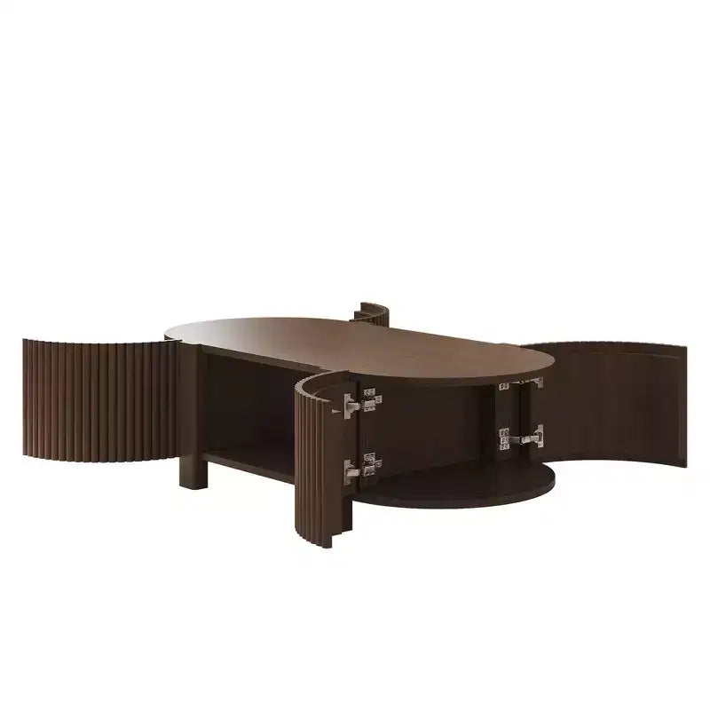 Table d'appoint ou de chevet pivotante Whisen 360 en loupe avec 2 tiroirs cachés, Table d'appoint pivotante moderne