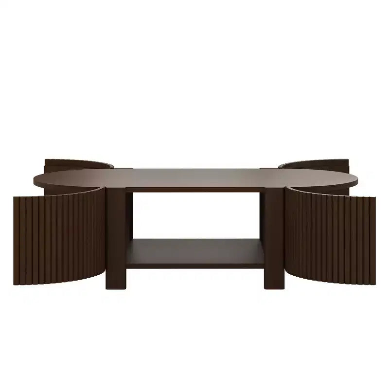Table d'appoint ou de chevet pivotante Whisen 360 en loupe avec 2 tiroirs cachés, Table d'appoint pivotante moderne